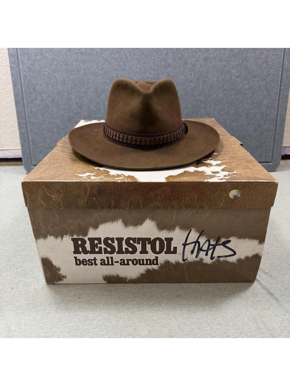 Vtg Resistol Roundup Collection Cowboy Hat Felt Feather Texas Western Size 7 1/8